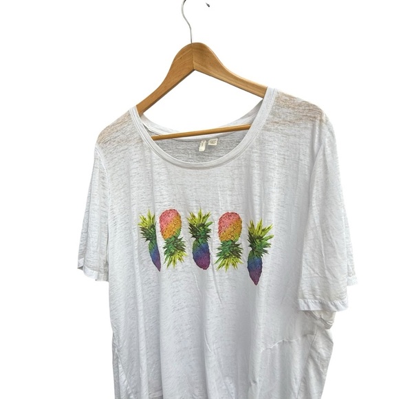 Cato Women’s 22/24W Pineapple Graphic Tie Front T Shirt Summer Casual Plus Top - Picture 6 of 11